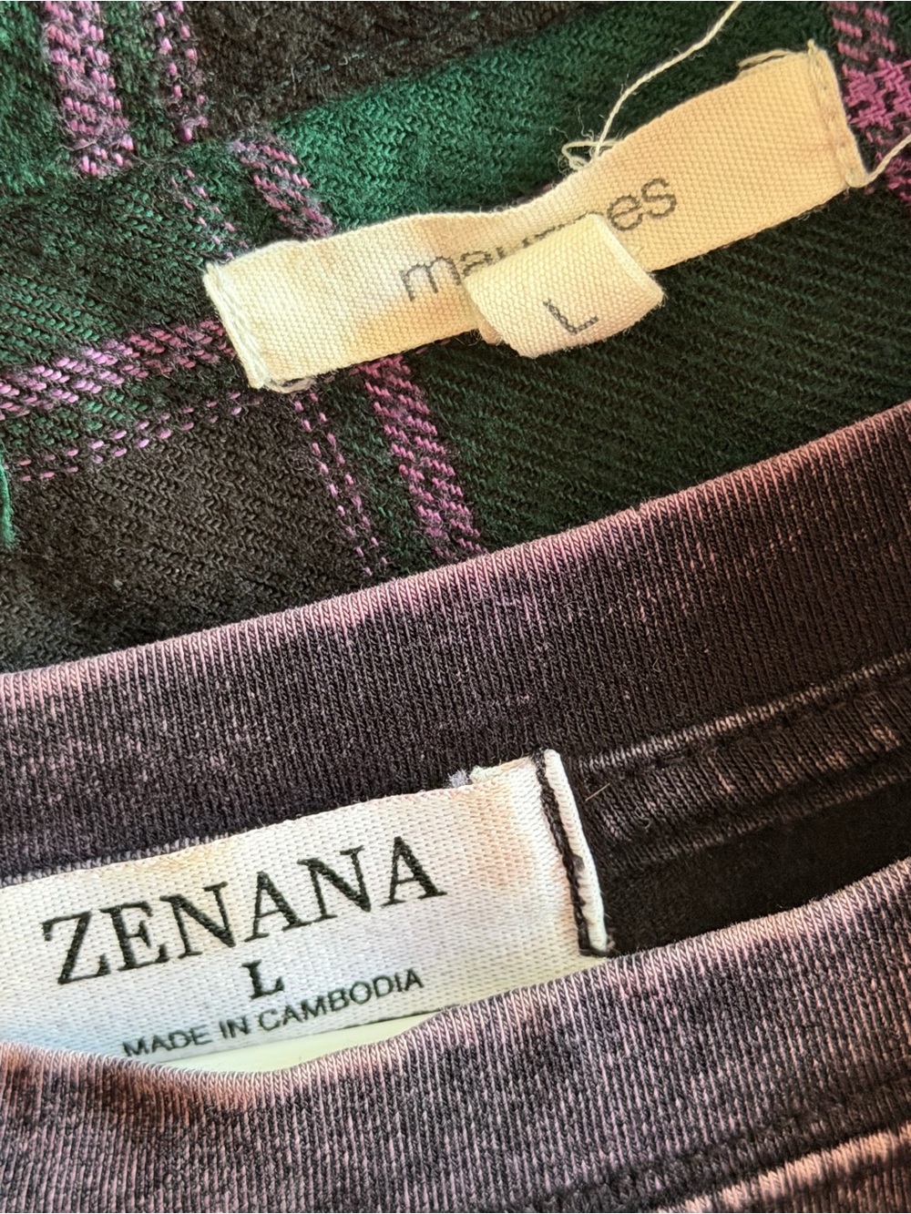 ZENANA Purple Tee with Maurice’s Plaid Flannel Shirt